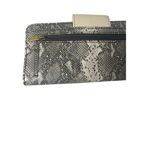 Fossil Madison Wallet Gray Leather Python Snake Clutch Organizer Fast Shipping - Picture 7 of 16